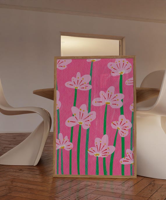 Colorful Floral Art Print, Modern Flower Decor