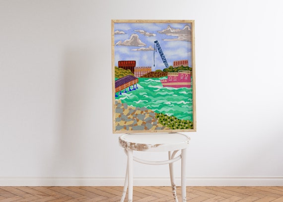 Priok Port Painting Colorful Architecture Art Print