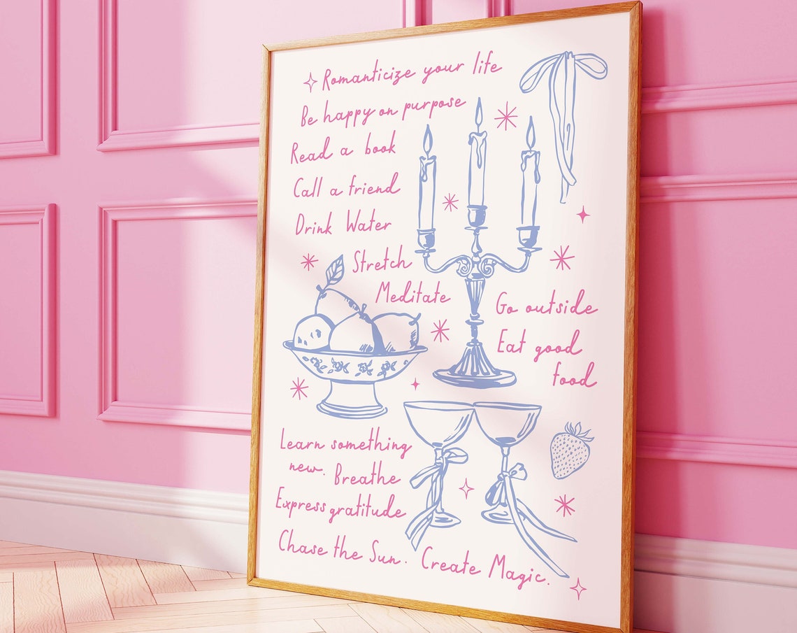 Romanticize Your Life Handwritten Affirmation List Poster In Pink - Image 3