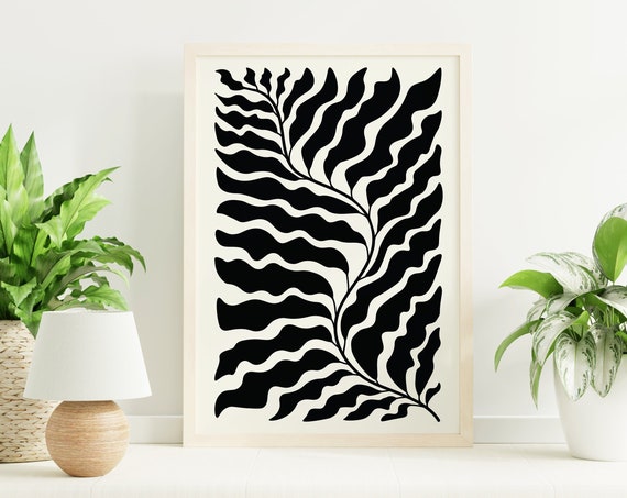 Matisse Botanical Exhibition Print Art Black Paper Cut Outs French Abstract Art Cute Trendy Wall Art