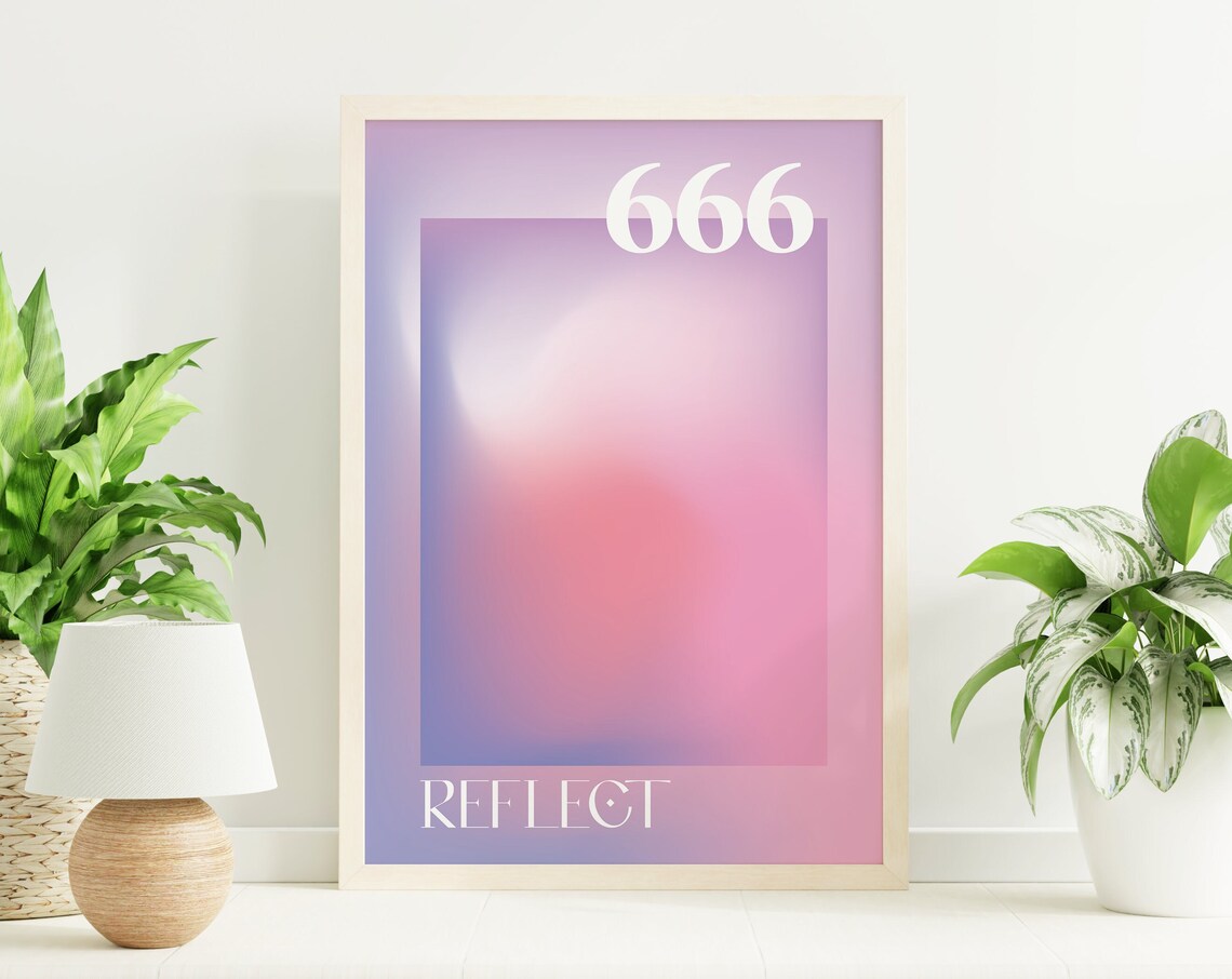 Angel Number 666 Reflect Poster with Pastel Aura Gradient Design