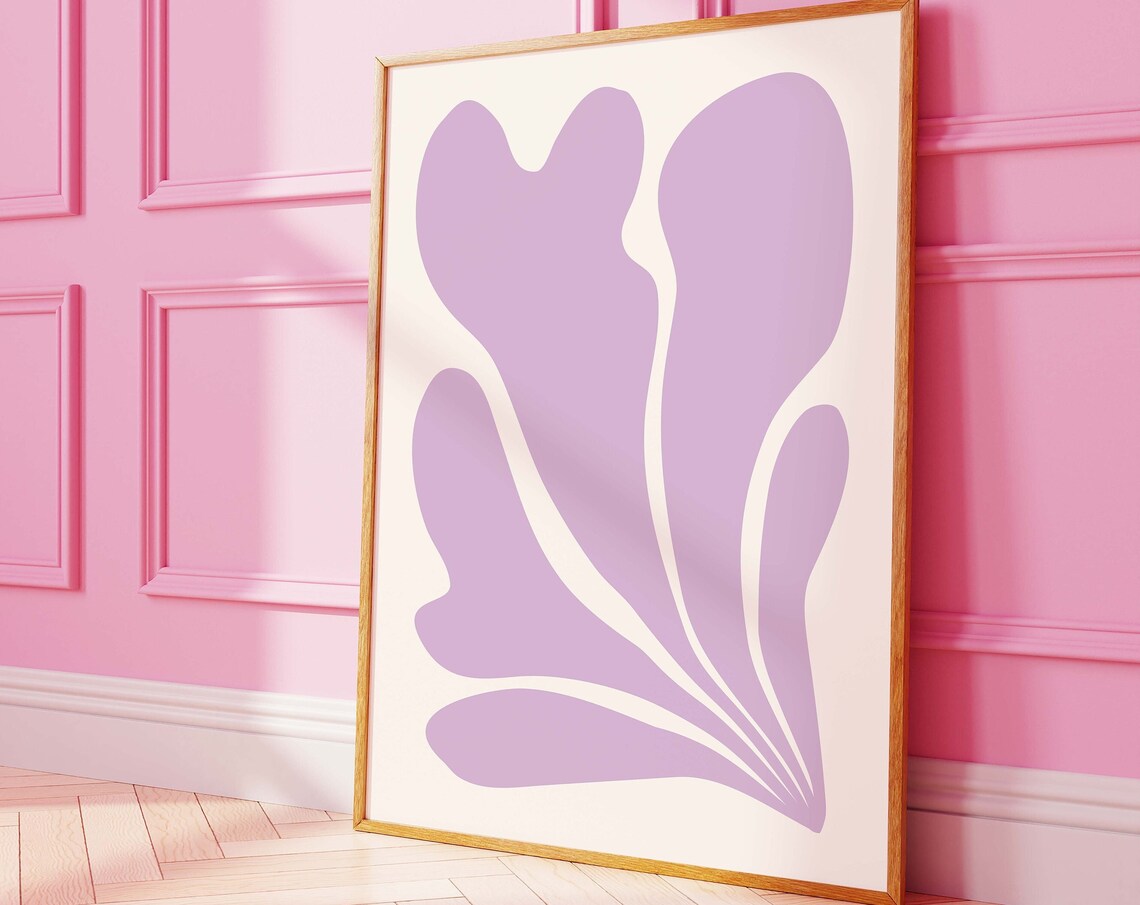 Purple Abstract Botanical Leaf Shape Minimalist Art Poster For Home - Image 4