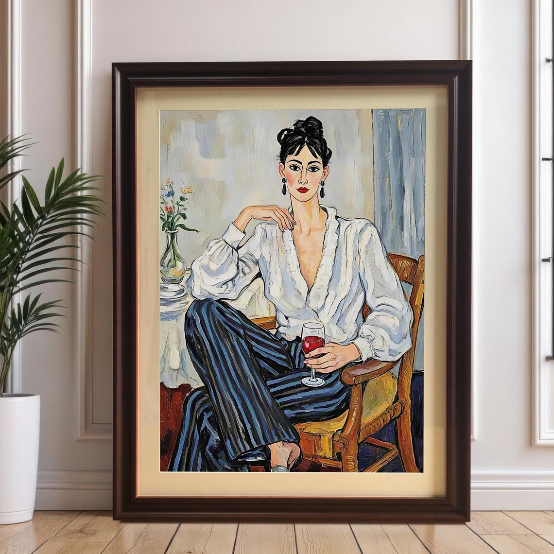 Wine Relaxation Woman In Chair Portrait Art Print