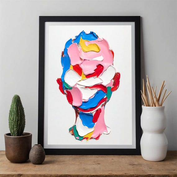 Abstract Colorful Face Art Print Modern Portrait Poster