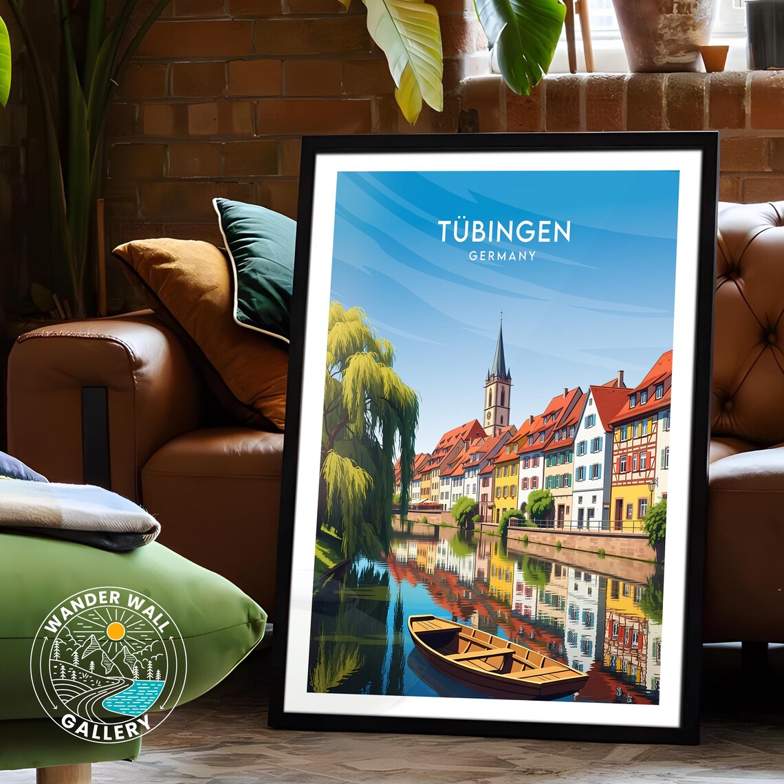 Tubingen Germany Riverside Old Town Church Retro Travel Poster - Image 6