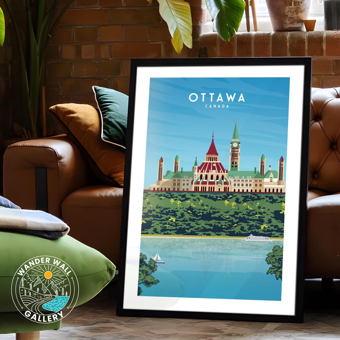 Ottawa Canada Parliament Buildings River Retro Travel Poster - Image 6