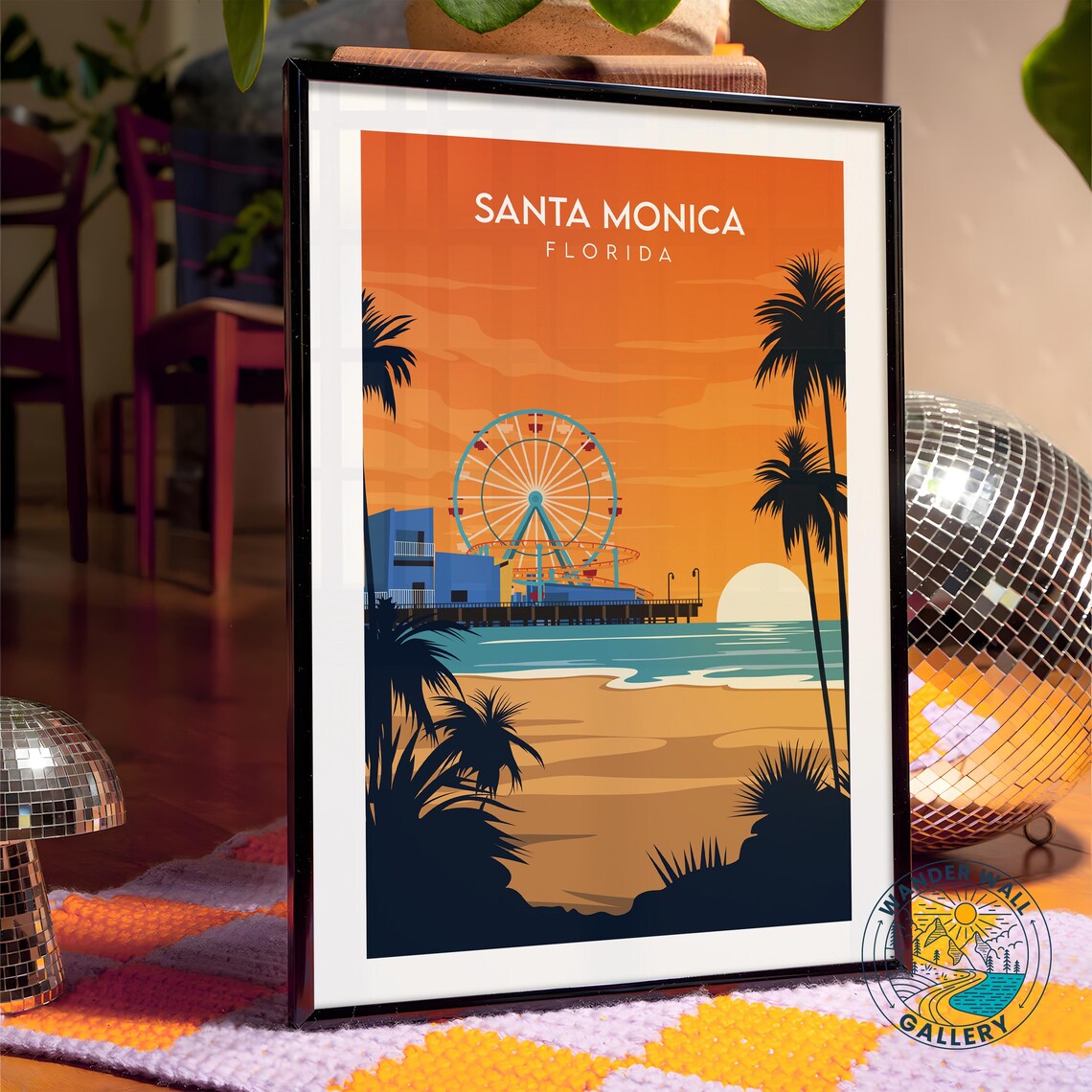 Santa Monica California Pier Ferris Wheel Sunset Beach Poster - Image 4