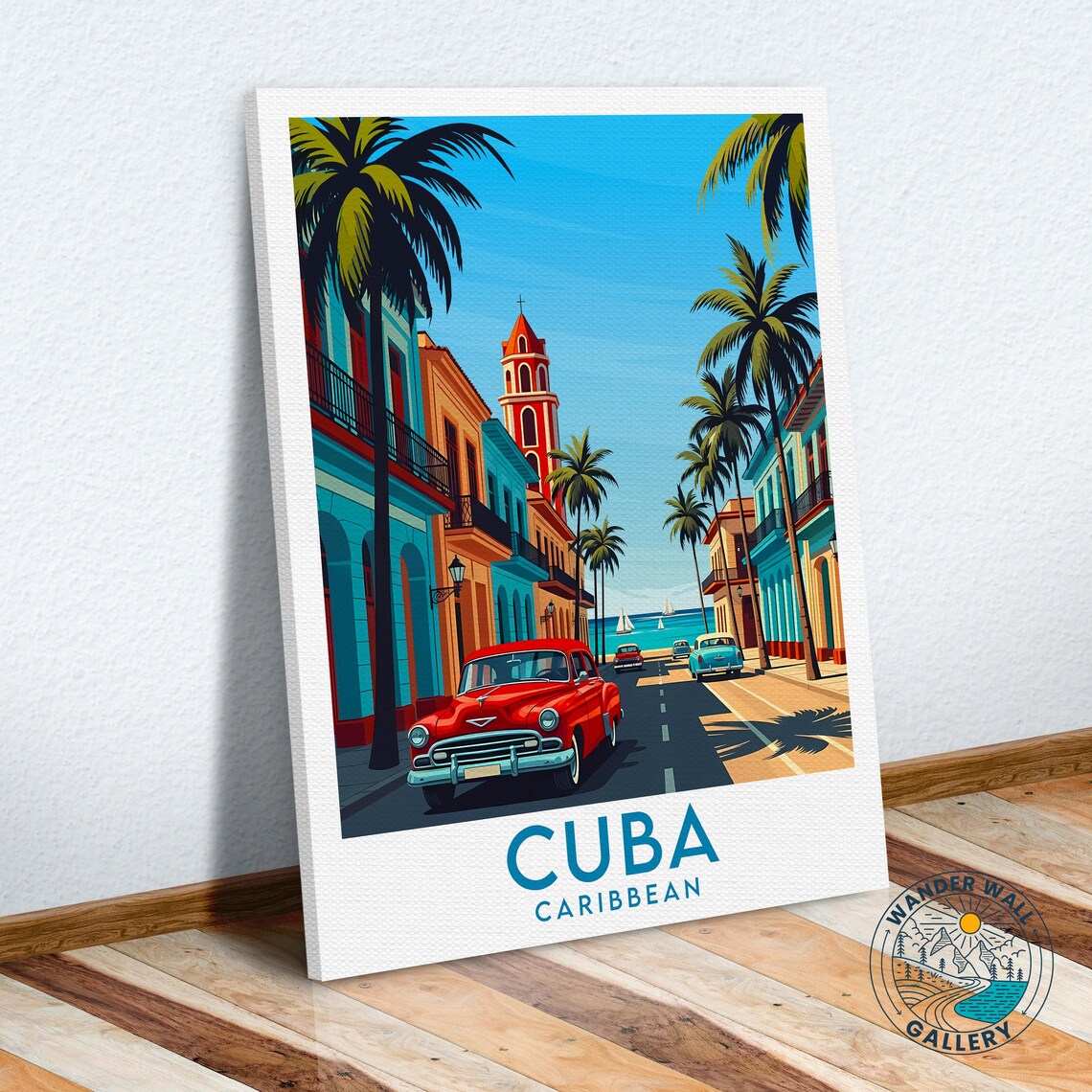 Cuba Caribbean Historic Colonial Street Classic Cars View Poster - Image 6
