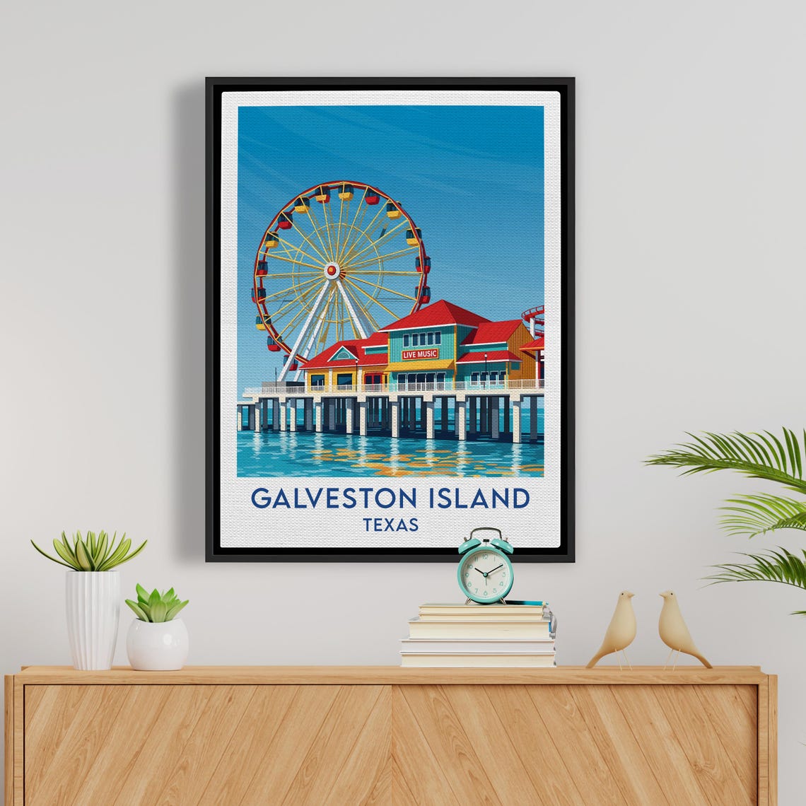 Galveston Island Pleasure Pier Giant Ferris Wheel Ocean Poster - Image 5