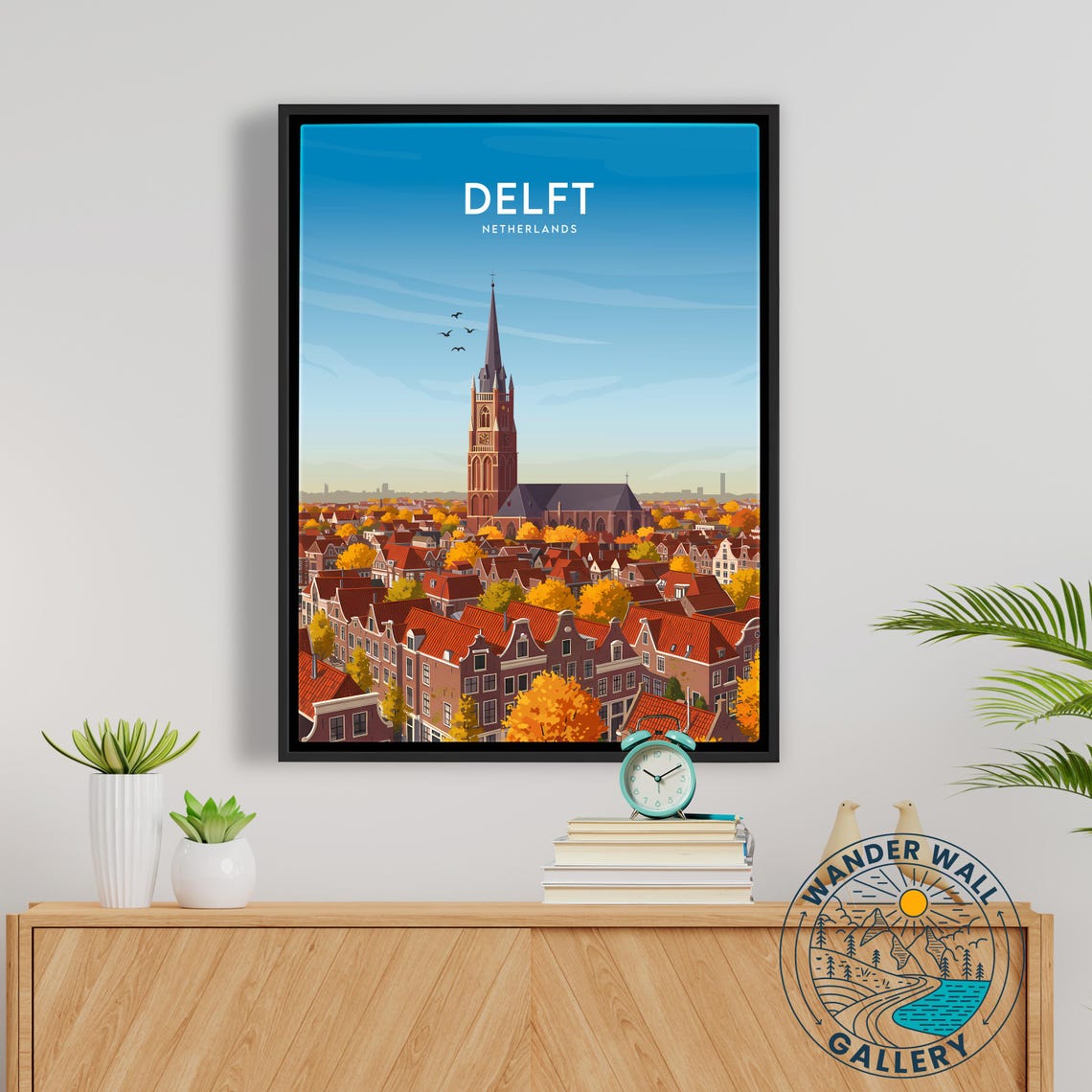 Delft Netherlands Nieuwe Kerk Old Town Autumn Rooftops Poster - Image 5