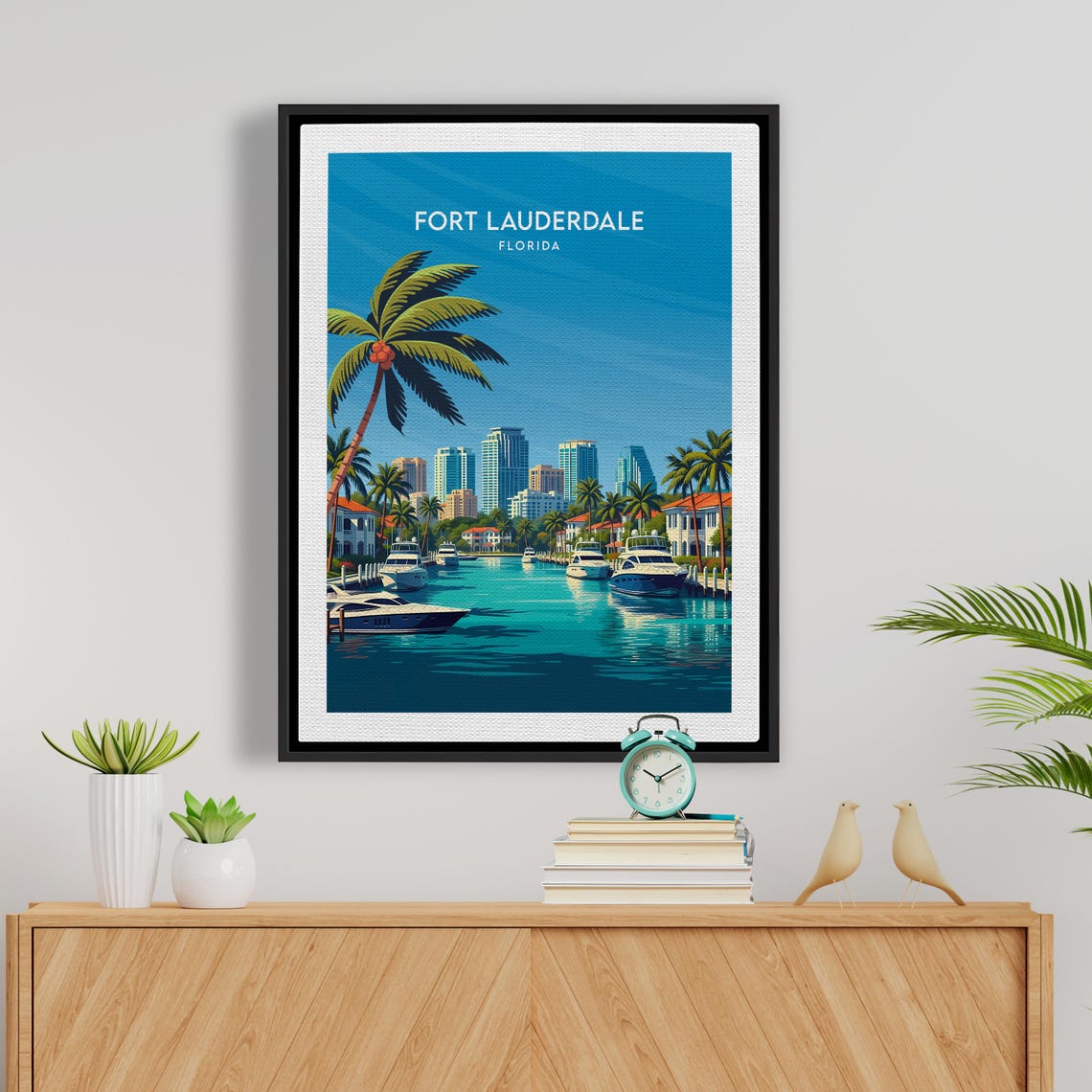 Fort Lauderdale Florida Yacht Harbor Skyline Palm Trees Poster - Image 5