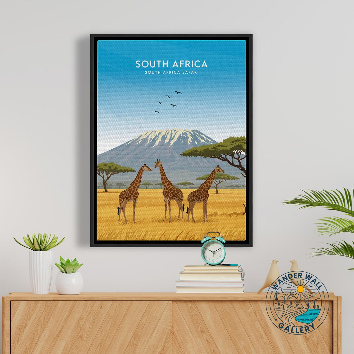South Africa Safari Giraffes Savanna Acacia Mountain Sunset Poster - Image 5