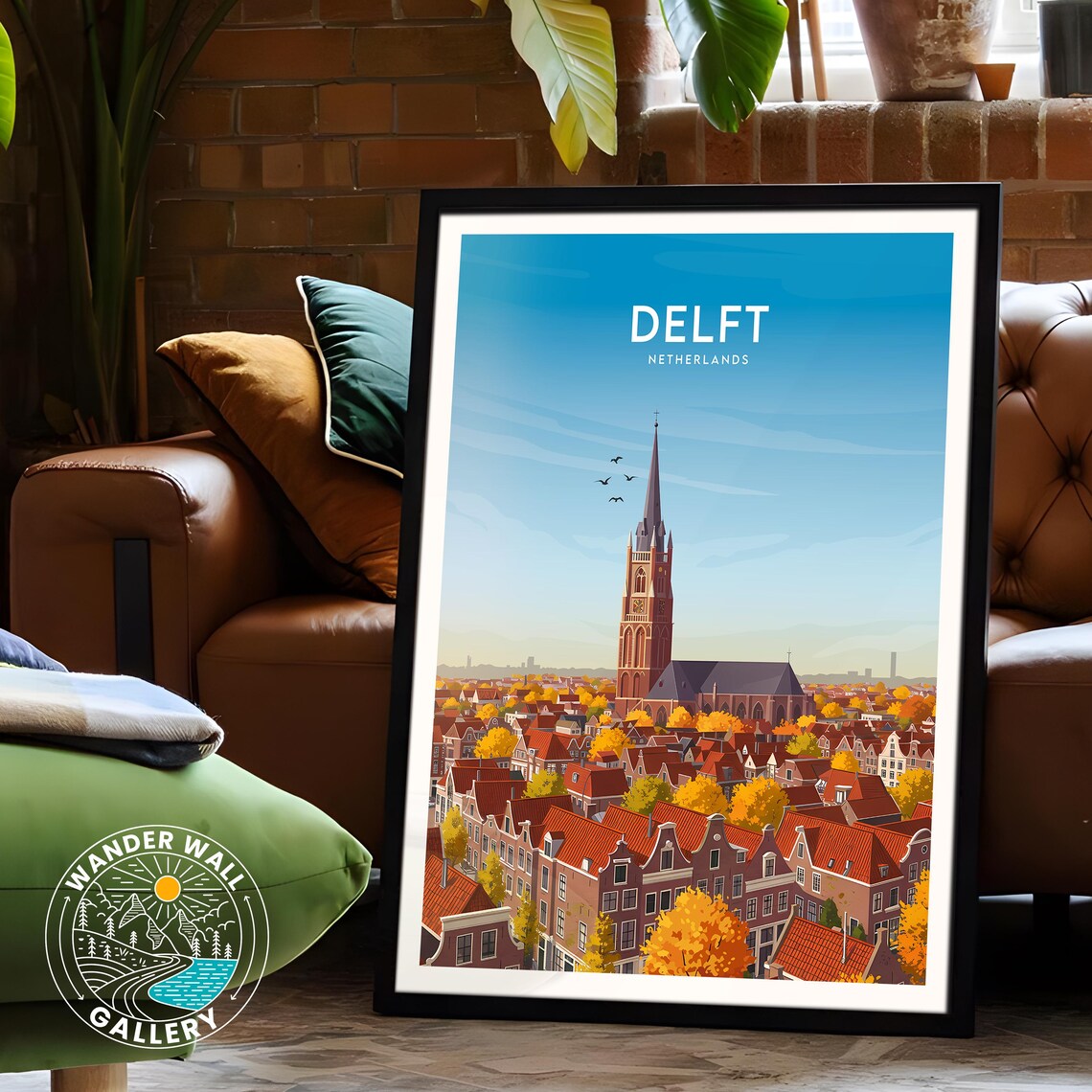 Delft Netherlands Nieuwe Kerk Old Town Autumn Rooftops Poster - Image 6