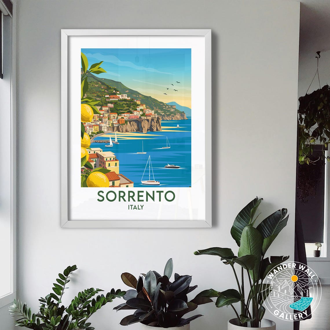 Sorrento Italy Amalfi Coast Cliffs Lemons Sailboats Harbor Poster - Image 3