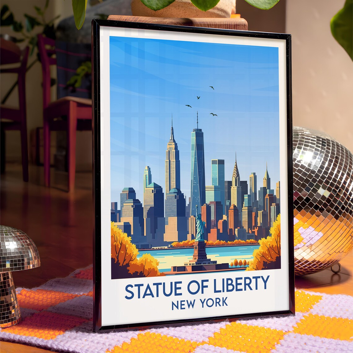 Statue of Liberty New York Manhattan Skyline Fall Autumn Poster - Image 4