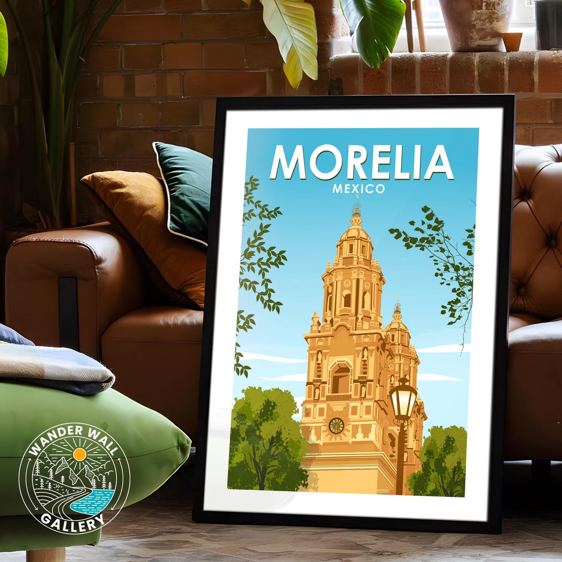 Morelia Cathedral Mexico Travel Poster Mexican Vintage Style Print Architecture Wall Art Personalized Home Decor Gift - Image 6