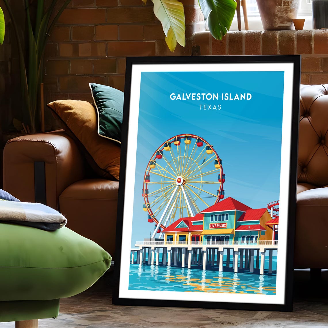 Galveston Island Texas Pier Amusement Park Ferris Wheel Poster - Image 6