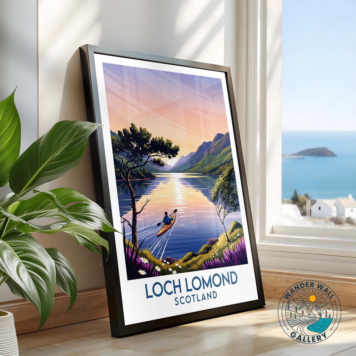 Loch Lomond Scotland Sunset Kayaking Mountain Lake Paddler Poster - Image 2