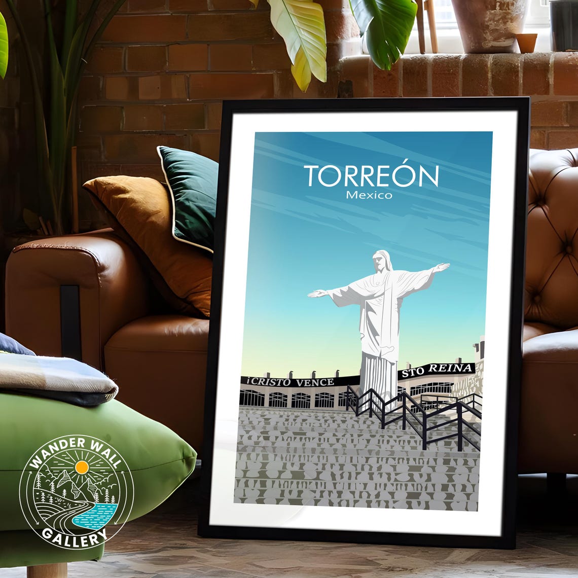 Torreon Mexico Cristo Monument Sunset Whitewashed Hilltop Poster - Image 6