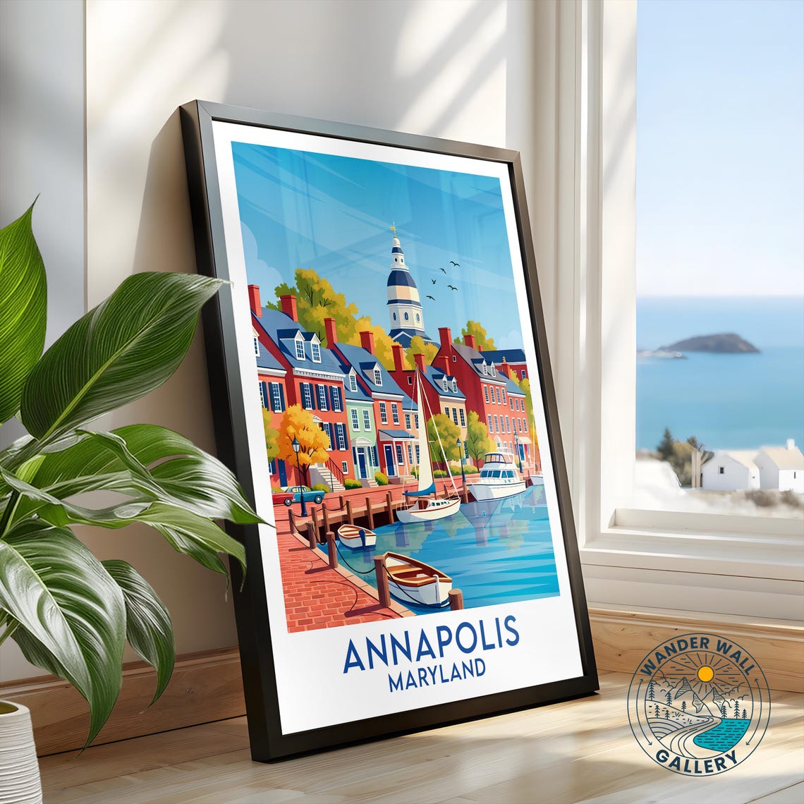 Annapolis Maryland Historic Harbor Brick Colonial Waterfront Poster - Image 2