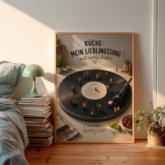 German Kitchen Vinyl Record Cooking Quote Fun Food Lover Poster