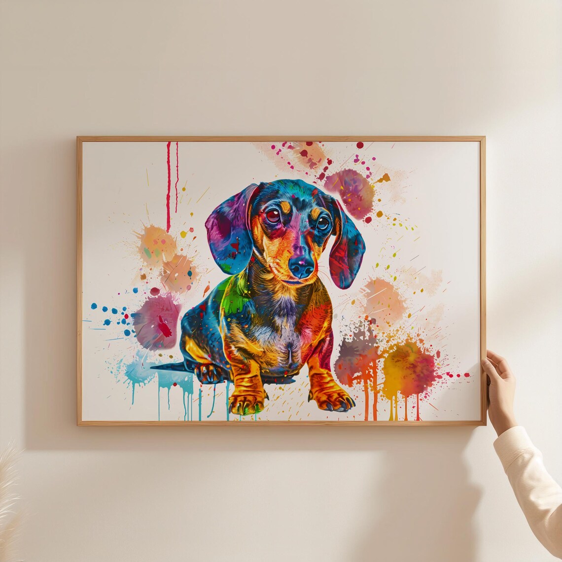 Funny Dachshund Watercolor Dog Portrait, Gift for Owners