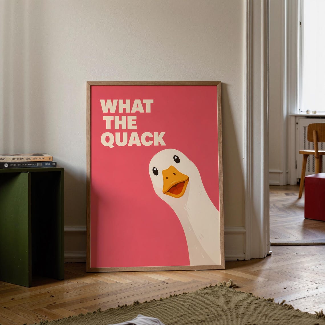 What The Quack Funny Duck Print Pink Playful Bold Cartoon Humor Gift
