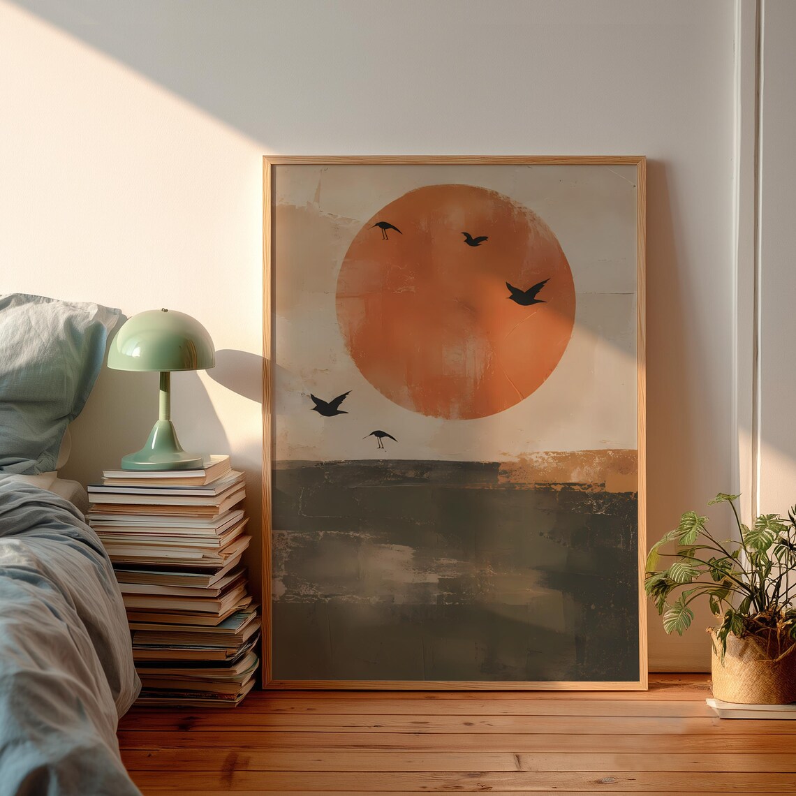 Abstract Terracotta Sun Poster, Minimalist Boho