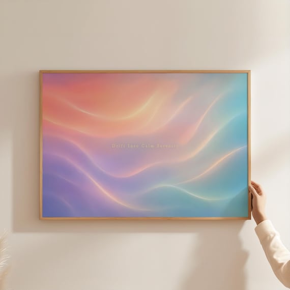 Pastel Aura Gradient Poster Drift Into Calm Typography Print Abstract Fluid Wave Wall Art Minimalist Decor
