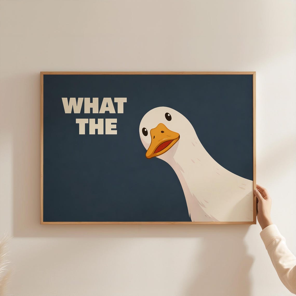 What The Goose Funny Silly Duck Face Dark Navy Blue Humor Poster