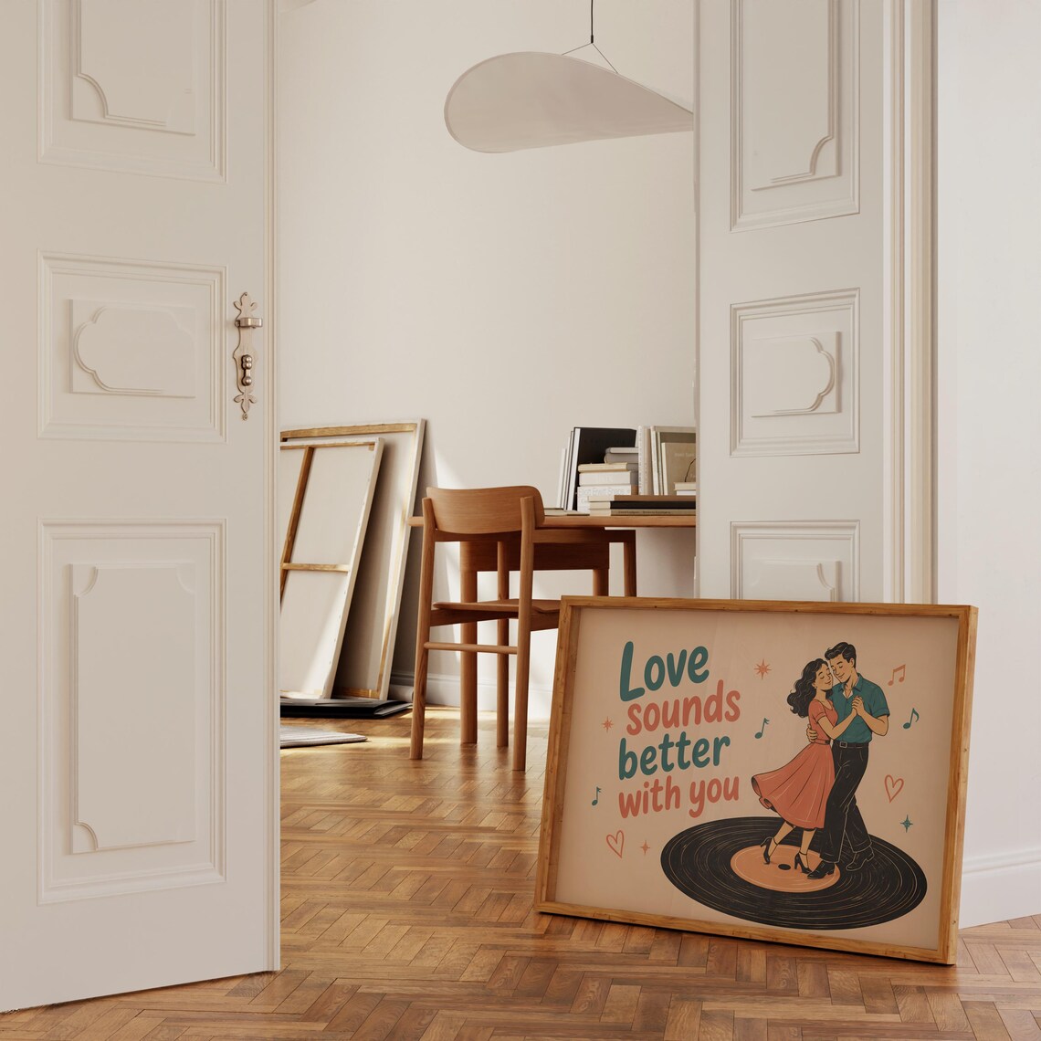 Love Sounds Better With You 50s Dancing Couple Vinyl Record Poster