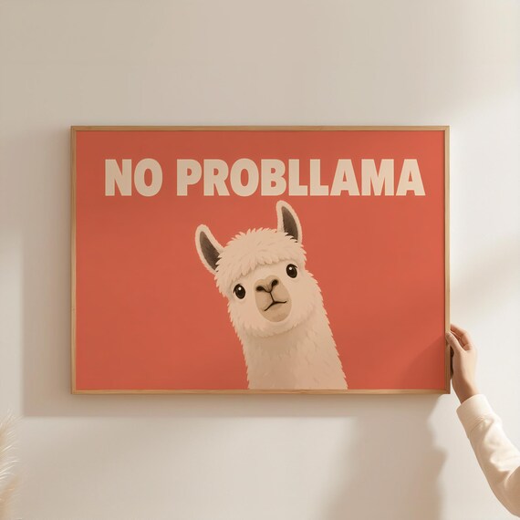 Lustiger Lama Poster Print, Freche Tier Wandkunst