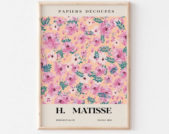 Pretty Pink Flower Market Print Matisse Flower Poster Cut Out Matisse Print Matisse Plant Flower A2 A3 A4 A5 Exhibition Poster