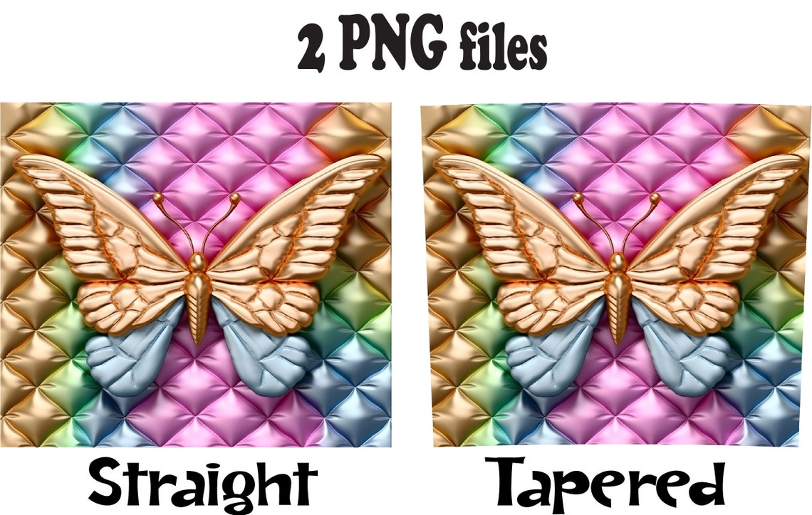 3d Puffy Tumbler Wrap Png 20oz Pastel Butterfly Design Sublimation - Image 2