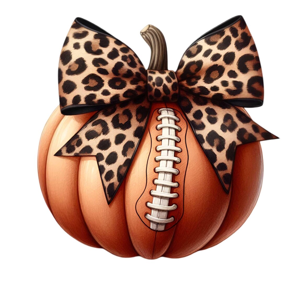 Leopard Print Bow Pumpkin Football Art Print - Image 2