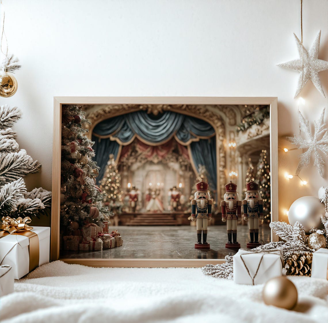 Nutcracker Christmas Soldiers Grand Theater Holiday Stage Art Poster