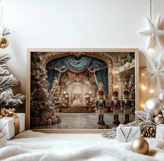 Nutcracker Christmas Soldiers Grand Theater Holiday Stage Art Poster