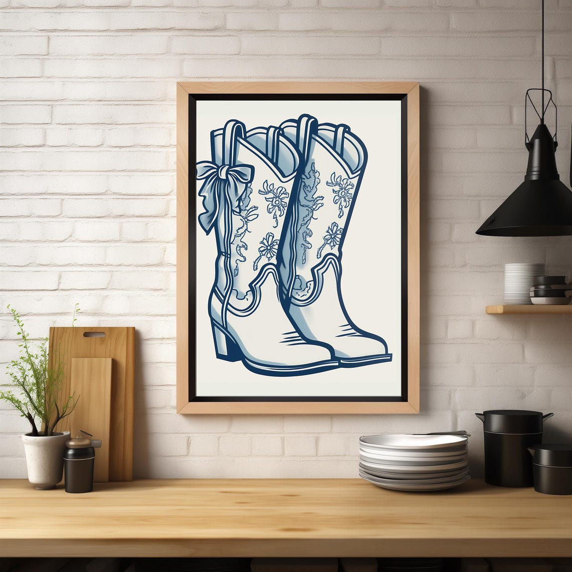 Coquette Bow Cowgirl Boots Print Coastal Cowgirl Art Girly Western College Apartment Aesthetic Trendy Print Dorm Decor 325 - Image 2