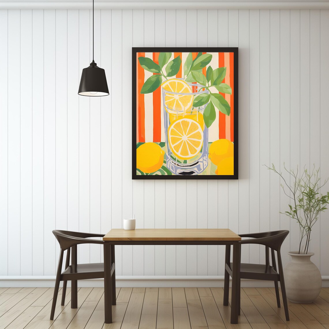 Lemons Art Print Lemons And Stripes Art Modern Wall Art Kitchen Wall Decor Cute Lemon Print Fruit Posters 370 - Image 3
