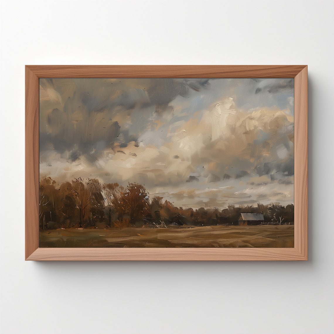 Moody Stormy Sky Farmhouse Field Rustic Barn Vintage Landscape Poster