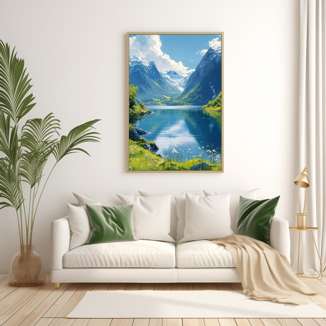 Nature Art Painting Mountain Art Print Large Wall Art Print Foggy Nordic Landscape Poster Mystic Forest Print 495 - Image 4