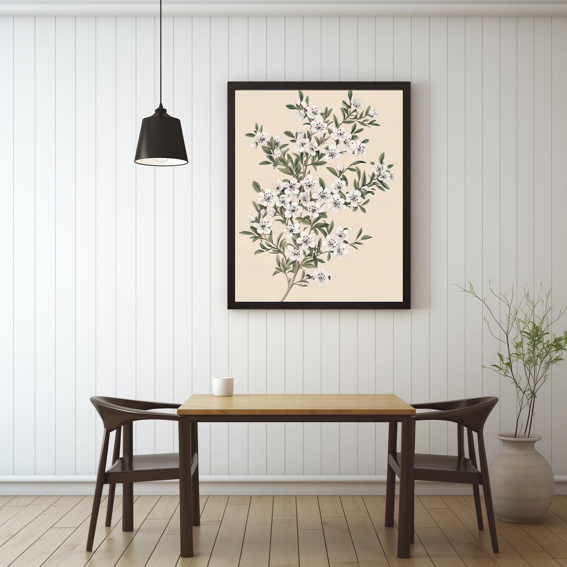 Vintage White Wildflower Botanical Print Neutral Floral Wall Poster - Image 2
