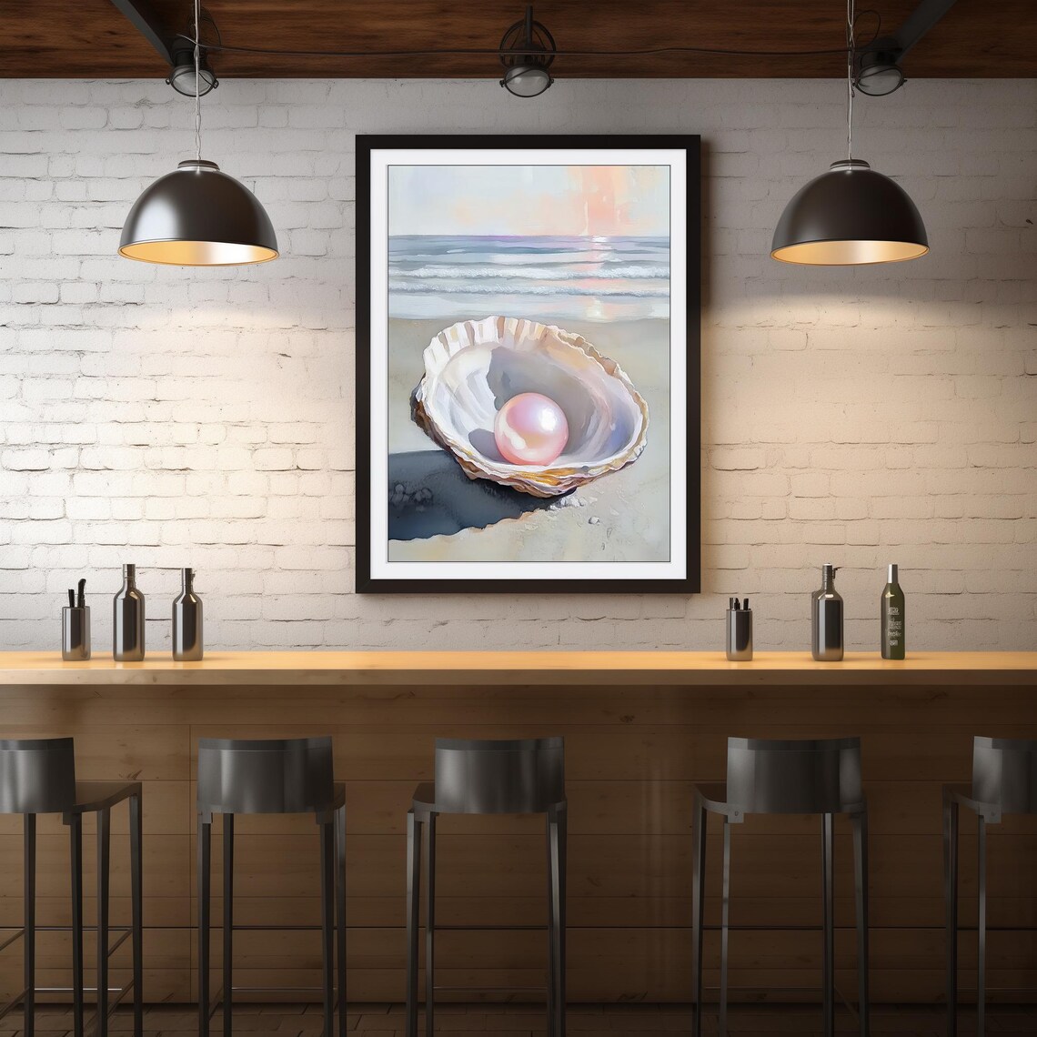 Pink Pearl Seashell Art Print, Coastal Decor - Image 4