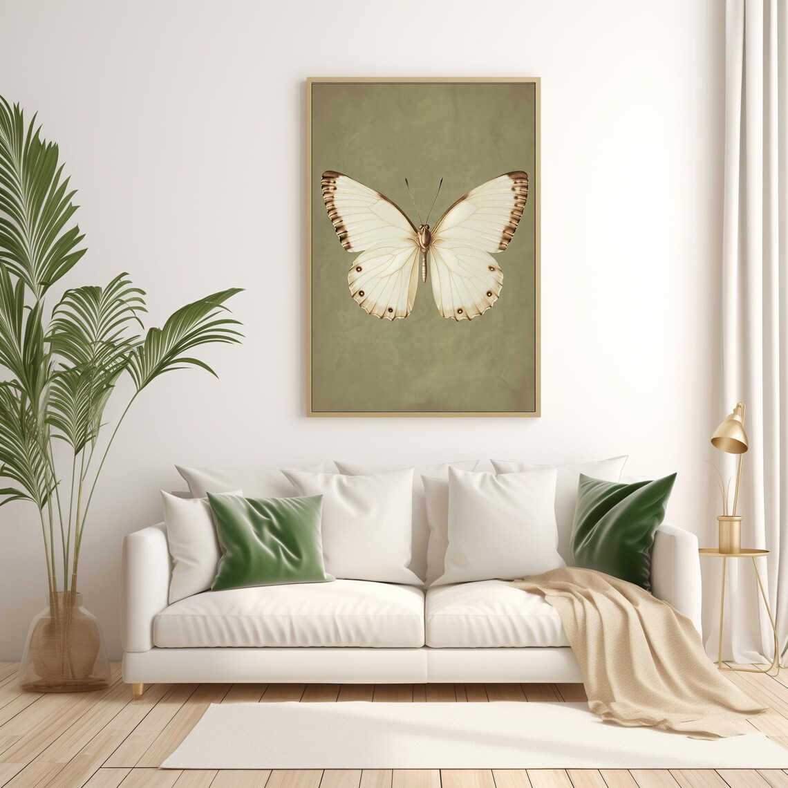 Vintage White Butterfly Art Print, Moody Rustic Decor - Image 4