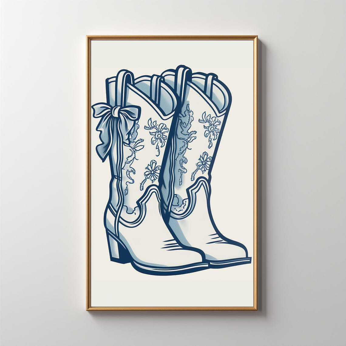 Coquette Bow Cowgirl Boots Print Coastal Cowgirl Art Girly Western College Apartment Aesthetic Trendy Print Dorm Decor 325