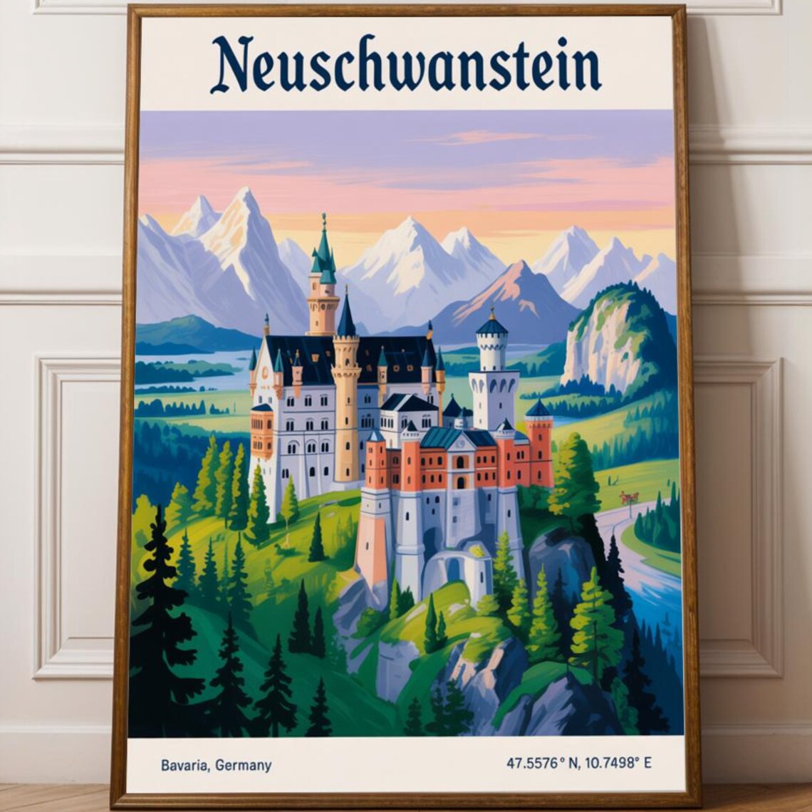 Neuschwanstein Castle Bavaria Germany Fairytale Alps Travel Poster