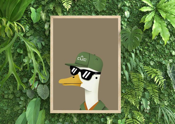 Cool Goose Wall Art Boy Bedroom Print With Sunglasses Poster Playroom Decor Trendy Retro Illustration