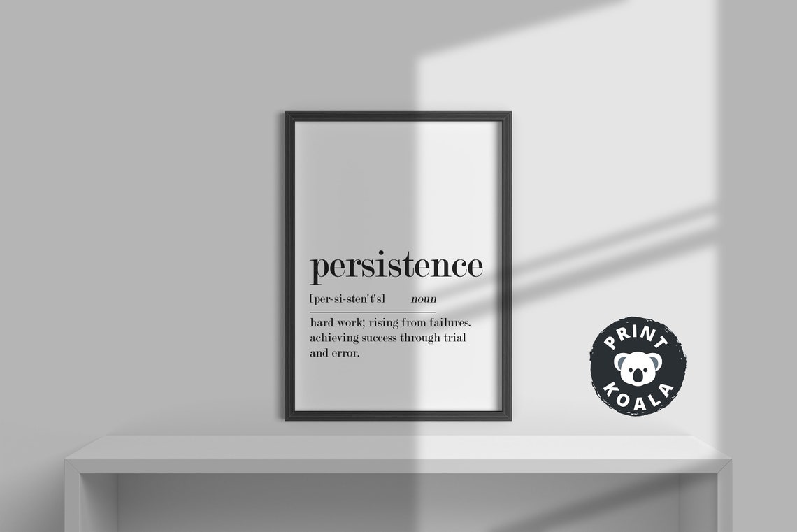 Persistence Definition Motivational Hard Work Trial And Error Poster - Image 3