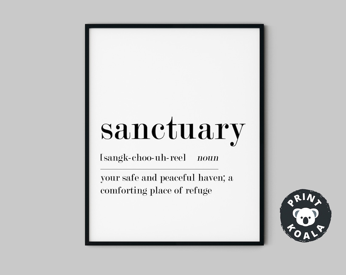 Sanctuary Definition Noun Peaceful Haven Quote Minimalist Wall Poster