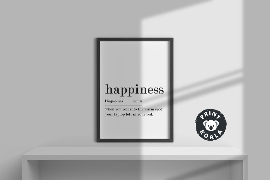 Happiness Definition Print Quote Print Happiness Wall Art Print Minimalist Print Happy Wall Art - Image 3